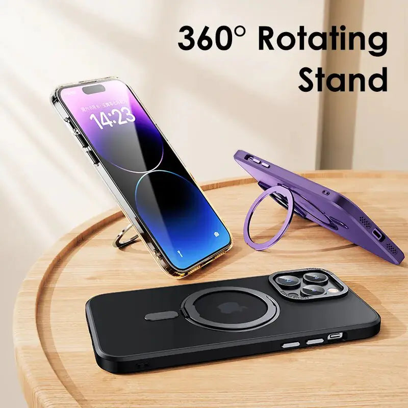 Magnetic 360 Degrees Rotation Ring Stand Phone Case For iPhone