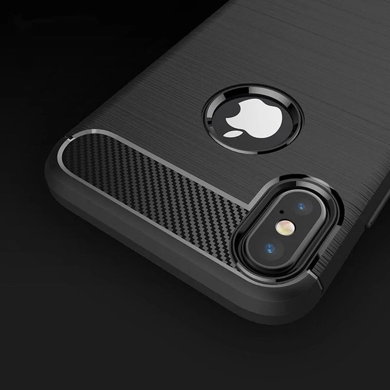 Carbon Fiber Brushed TPU Case For iPhone