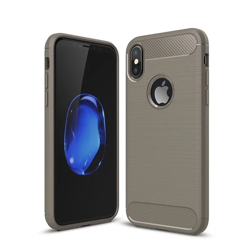 Carbon Fiber Brushed TPU Case For iPhone