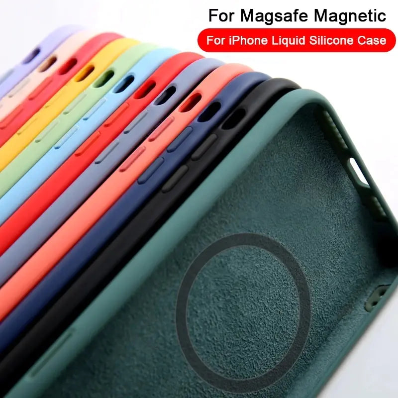 Magnetic Liquid Silicone Case For iPhone 14 12 11 13 Pro Max