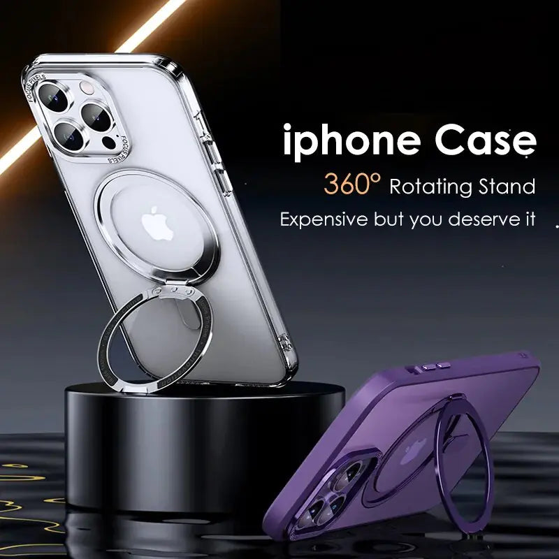 Magnetic 360 Degrees Rotation Ring Stand Phone Case For iPhone