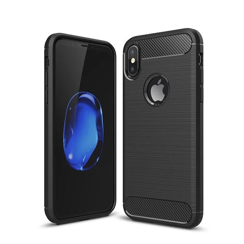 Carbon Fiber Brushed TPU Case For iPhone