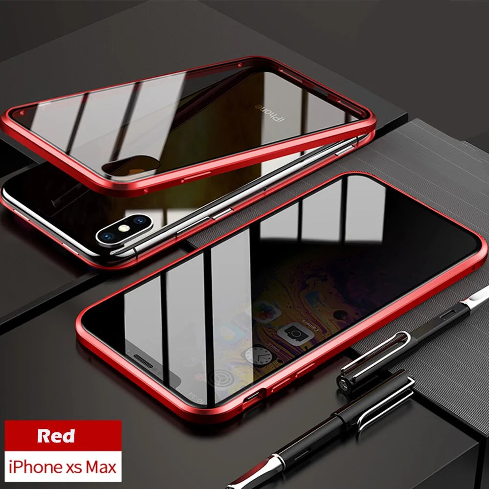 Anti-Peep Magnetic Metal Phone Case For iPhone